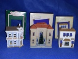 (3) Hallmark Keepsake ornaments, In Boxes, Hall Bros, Town Hall, barber shop in beauty shop