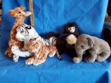 Wild Animals! very Clean, nice quality Stuffed animals - zebra, tigers, elephant, and monkey