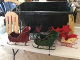 Grouping of Sleighs and Sleds. Including Nice Black Leather Constructed