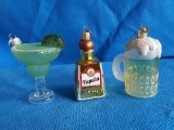 (3) Blown Glass OLD WORLD CHRISTMAS ORNAMENTS Margarita, tequila, beer mug