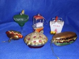 (6) awesome blown glass food themed ornaments, including KSO