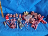 large group of candy cane and lollipop swizzle stick red white and green ornaments!