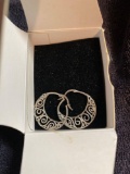 Gorgeous Sterling Silver Open Work Hoop Earrings set in box