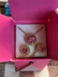 Good Fortune Necklace and Earring Gift Set Pink Love
