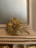 Beautiful Highly Filigree Signed Monet Brooch