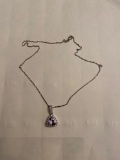 Beautiful Sterling silver Italy necklace and bejeweled pendant