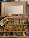 Small jewelry case with 14k good earring, Sterling Bracelet and more