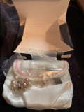 Avon Sterling Silver pink freshwater Pearl 3 piece set in pouch