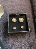 Pearlesque and Rhinestone Interchangeable earrings in box