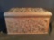 Gorgeous antique / vintage carved wooden box with mirrored under lid