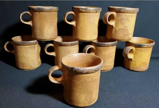 Vintage McCoy Canyon Mesa Coffee Mugs 8 Cups Pottery Brown 1412