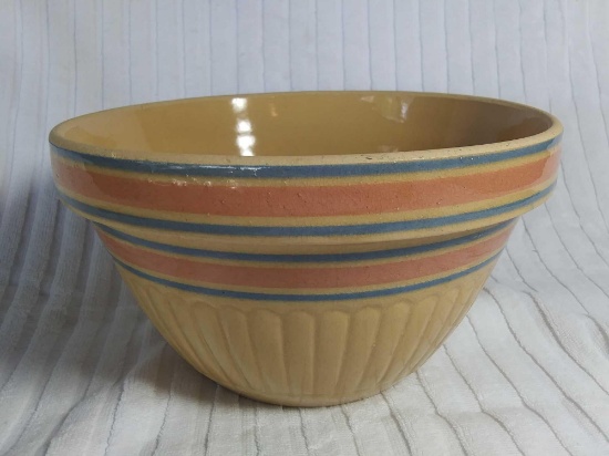 Antique rimmed crock mixing bowl