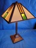 Tiffany style Stained glass dual light table lamp