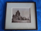 Very Nice Framed and Matted Photo Engraving, 1891, Trinity Church, Haley and Steele certificate of