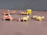 Very cool vintage, antique wood and metal toys, horse drawn
