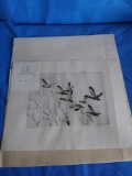 through the Willows, from a dry point by Richard E Bishop, signed printed, matted