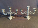 Pair of Petite Creswick Action Trio Candlestick Holders, hand-crafted in Italy, metal