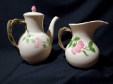 Vintage Franscican Earthenware Desert Rose-Made in England-coffee pot and milk pitcher
