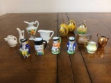 Cute grouping of ceramic super-mini Tobys, some Occupied Japan, more ceramics, German Easter egg