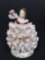 Vintage Irish Dresden Porcelain Lace Figurine in White Pink Babbette