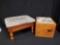 2 Tapestry Topped wood- Sewing box and foot stool with storage