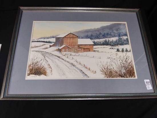 29" x 21" TW WHIPPLE Framed and Matted Watercolor painting