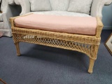 Wicker cushioned bench/coffee table