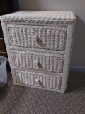 Three drawer Wicker small dresser or bedside table
