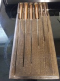 Set of 6 Vintage Wood Handled Case Miracle Edge kitchen knives in Wood block holder