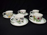 Vintage PORTMEIRION - 5 Drum Coffee cups with saucers