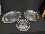 Silver plate serving tray grouping including ONIEDA Royal Provincial and GORHAM Heritage