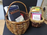 Pair of Nice Woven Baskets with books and pamphlets