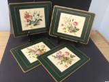 UNMARKED (4) Vintage Pimpernel? Placemats, Floral, Gold, and Green