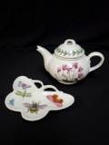 Vintage PORTMEIRION Botanical Garden Small single teapot and Butterfly tray