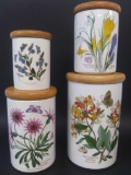 (4) PORTMEIRION THE BOTANIC GARDEN Wooden Lidded Canisters