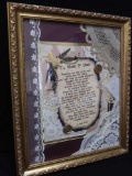 Framed Very Unique Heartfelt Message from a child, 3D Lace and Buttons