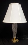 1 (of a pair) WATERFORD CRYSTAL and brass slender table lamp, 3 way