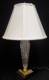 1 (of a pair) WATERFORD CRYSTAL and brass slender table lamp, 3 way