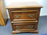 (1 of 2) Vintage Fruitwood 2 drawer Night Stand