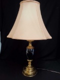 1 (of a pair) Urn style Marble and brass table lamp, 3-way
