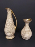 Pair of beautiful sharp textured golden pitcher /vase