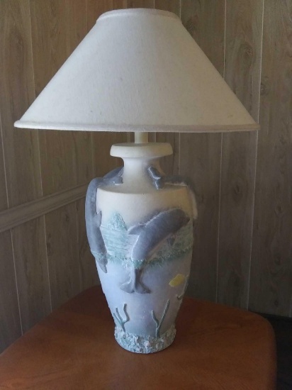 (2) PAIR of Very nicely Made Heavy Ceramic Stylized Dolphin Table Lamp