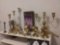 Large Grouping of Brass and Resin Candlesticks Including Wall Mounted