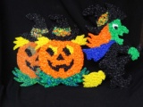 (3) Vtg Jack-o'-lanterns and Witch Melted Plastic Popcorn Decorations Halloween
