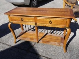 2 Drawer Wooden Entryway Table with Wrought Iron? Bars
