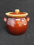HULL Brown Drip OVEN PROOF Lidded Bean Pot Style POTTERY