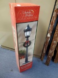 1 (of a pair) NEW IN BOX vintage Illuminated Lamp post with Holly Berry Wreath
