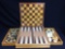 Vintage Double Drawer Chess /Checkers/ Backgammon Wooden Game Set