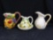 (3) Ceramic Pitchers Including Sunflower with Small wash basin