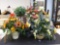 (4) Linen Floral Arrangements Brightly Colored! in Containers